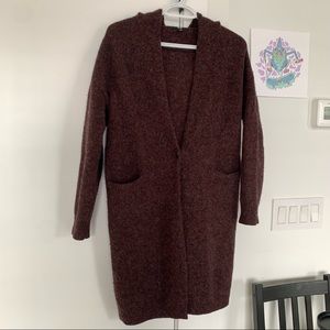 Uniqlo maroon 100% wool cardigan